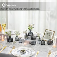 Set vaze mici din sticlă Glasseam – 5 bucăți mini vaze gri pentru decorarea casei, aranjamente de masă, nunți, living 5