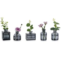 Set vaze mici din sticlă Glasseam – 5 bucăți mini vaze gri pentru decorarea casei, aranjamente de masă, nunți, living 1