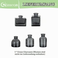 Set vaze mici din sticlă Glasseam – 5 bucăți mini vaze gri pentru decorarea casei, aranjamente de masă, nunți, living 7