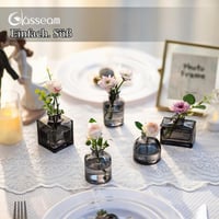 Set vaze mici din sticlă Glasseam – 5 bucăți mini vaze gri pentru decorarea casei, aranjamente de masă, nunți, living 4