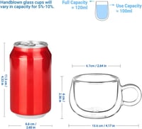 glastal Dupla Falú Espresso Pohár Szett 120ml 2db Boroszilikát Üveg Kávés Csésze Füllel Cappuccino Latte Tea Forró Hideg Italokhoz 2