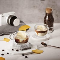 glastal Dupla Falú Espresso Pohár Szett 120ml 2db Boroszilikát Üveg Kávés Csésze Füllel Cappuccino Latte Tea Forró Hideg Italokhoz 5