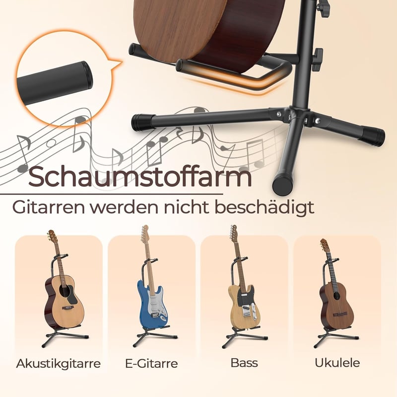GLEAM Állítható Gitárhordozó - Elektromos, Klasszikus és Basszusgitárhoz, Összecsukható