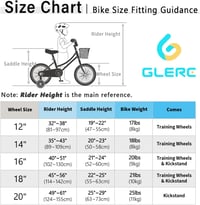 Glerc gyerekkerékpár kosárral 12-20 hüvelyk, tréningkerékkel és csengővel 6