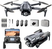 Gleto GPS Drón 4K Kamerával, 5G WiFi FPV Összecsukható Quadcopter, 3 Akkumulátor 60 Perc Repülési Idővel, 150° Állítható Kamera, Kefementes  1