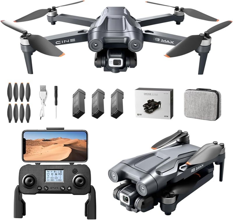 Gleto GPS Drón 4K Kamerával, 5G WiFi FPV Összecsukható Quadcopter, 3 Akkumulátor 60 Perc Repülési Idővel, 150° Állítható Kamera, Kefementes 