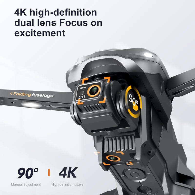Gleto Összecsukható Drón 1080P HD Kamerával - 45 Perces Repülési Idő, 3 Akkumulátor, Akadályérzékelés, Kefementes Motor, WiFi FPV Élő Videó,