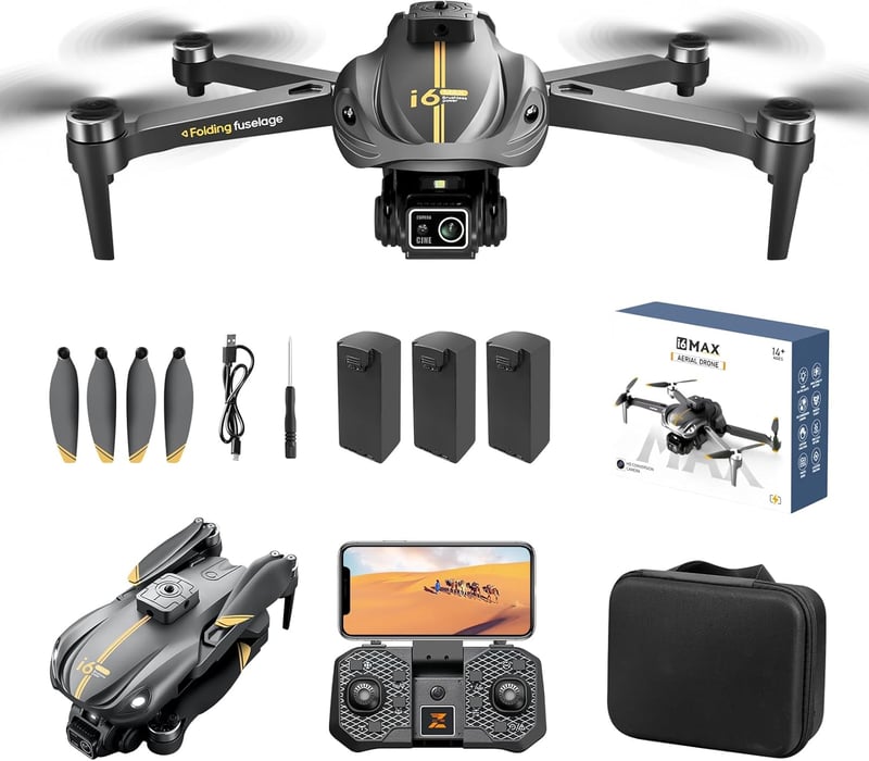 Gleto Összecsukható Drón 1080P HD Kamerával - 45 Perces Repülési Idő, 3 Akkumulátor, Akadályérzékelés, Kefementes Motor, WiFi FPV Élő Videó,