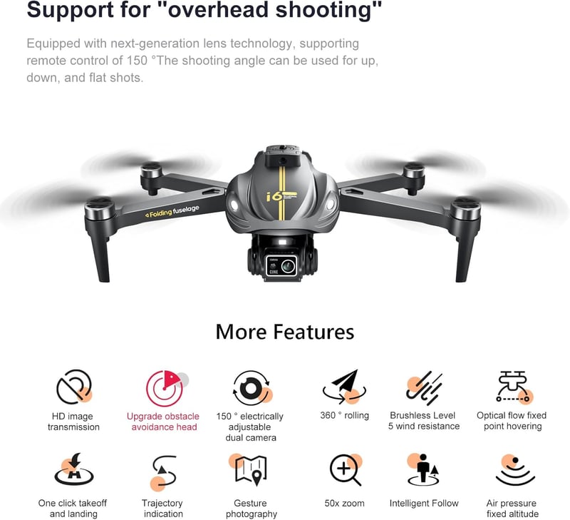 Gleto Összecsukható Drón 1080P HD Kamerával - 45 Perces Repülési Idő, 3 Akkumulátor, Akadályérzékelés, Kefementes Motor, WiFi FPV Élő Videó,