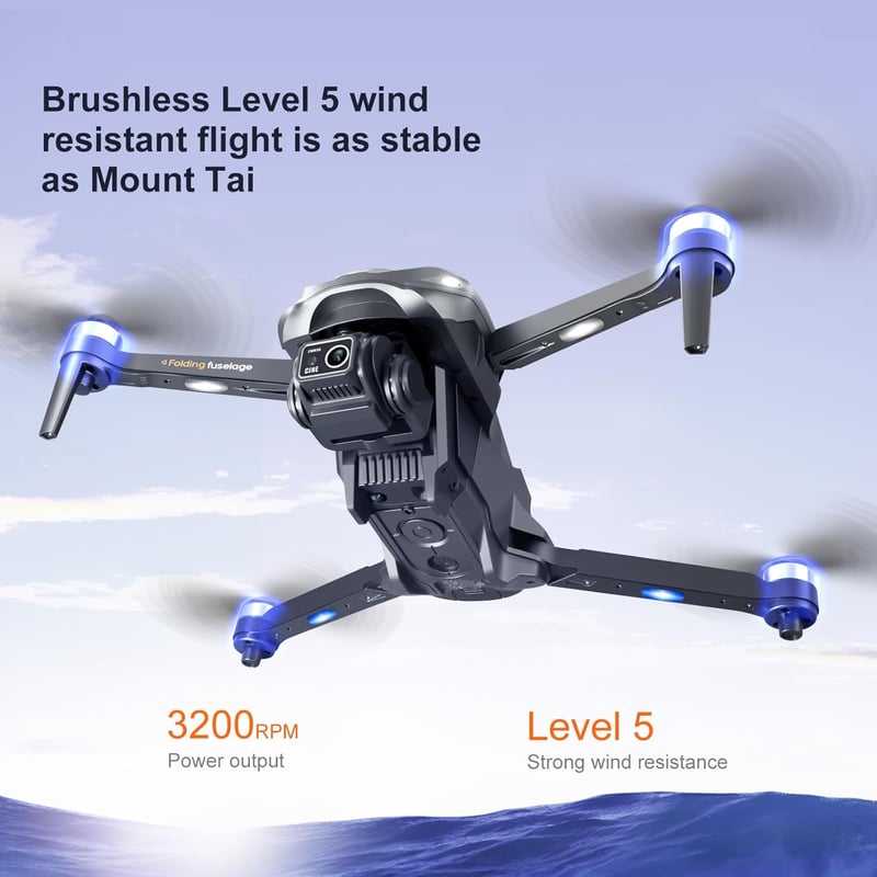 Gleto Összecsukható Drón 1080P HD Kamerával - 45 Perces Repülési Idő, 3 Akkumulátor, Akadályérzékelés, Kefementes Motor, WiFi FPV Élő Videó,