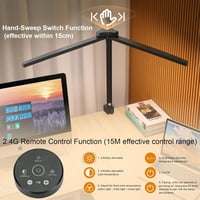 Glighone Dupla Fejű LED Íróasztallámpa 24W 80cm - Állítható Fényerő, Hajlítható Nyak, Szemvédő Nappali Fény, Távirányítóval, Csíptethető (Fe 2