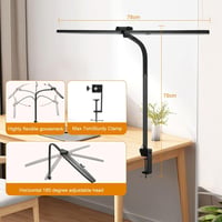 Glighone Dupla Fejű LED Íróasztallámpa 24W 80cm - Állítható Fényerő, Hajlítható Nyak, Szemvédő Nappali Fény, Távirányítóval, Csíptethető (Fe 4