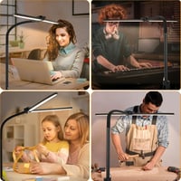 Glighone Dupla Fejű LED Íróasztallámpa 24W 80cm - Állítható Fényerő, Hajlítható Nyak, Szemvédő Nappali Fény, Távirányítóval, Csíptethető (Fe 7