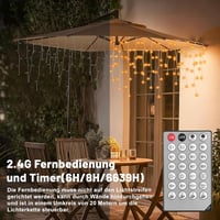 Gliztech 20m LED Jégcsap Fényfüzér Meleg Fehér IP44 Vízálló Kültéri Beltéri 4