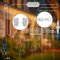 Gliztech 20m LED Jégcsap Fényfüzér Meleg Fehér IP44 Vízálló Kültéri Beltéri 3