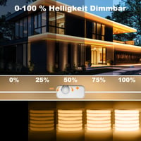 Bandă LED COB rezistentă la apă Gliztech IP67, 230V cu conectare directă, 2700K alb cald, 20 m, autoadezivă pentru exterior, controler cu siguranță dublă, pentru grădină și decor 4