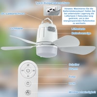 Stropný ventilátor Gliztech do exteriéru 50 cm, 20000 mAh kempingový ventilátor s batériou a svetlom, prenosné svietidlo s hákom a diaľkovým ovládaním, do altánku, na terasu, do stanu 6