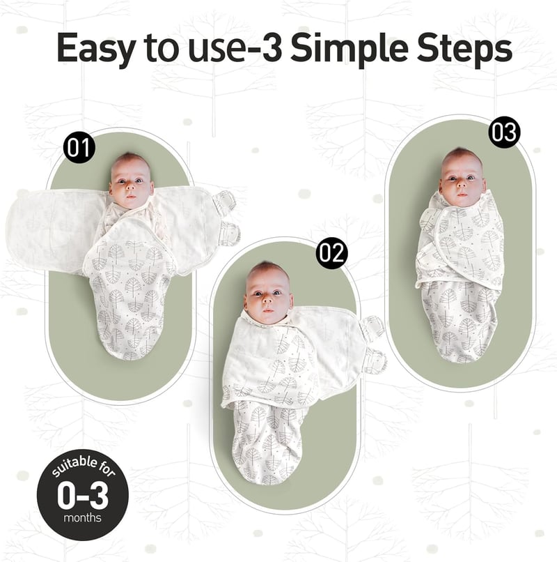 GLLQUEN BABY Pólya 0-3 hónapos babáknak, 100% bio pamut, 3 darabos szett