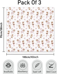 GLLQUEN BABY Puha Pamut Pólya 2 db, 95x100cm, Újszülött Takaró Fiúnak és Lánynak Sage 2