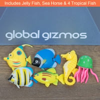 Global Gizmos 45169 Morská lampa s medúzou a morským koníkom, 90 cm, metalická modrá 6