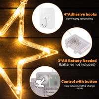 GlobaLink 3db LED Csillag Karácsonyi Dekoráció Időzítővel 45 LED 8 Mód Elemről Működő 2
