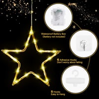 GlobaLink Csillag Fényfüggöny 1,2m+1m - Elemes Karácsonyi Dekoráció 8 Világítási Móddal, IP65 Vízálló Kül- és Beltéri Fénysor, Meleg Fehér é 9