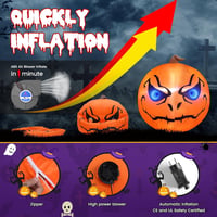 GlobaLink Decor de Halloween Gonflabil Dovleac 1,5m - Cu Iluminare LED, Ornament de Grădină Exterior-Interior, Articol de Petrecere pentru Copii 4