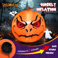 GlobaLink Decor de Halloween Gonflabil Dovleac 1,5m - Cu Iluminare LED, Ornament de Grădină Exterior-Interior, Articol de Petrecere pentru Copii 8
