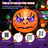 GlobaLink Decor de Halloween Gonflabil Dovleac 1,5m - Cu Iluminare LED, Ornament de Grădină Exterior-Interior, Articol de Petrecere pentru Copii 10
