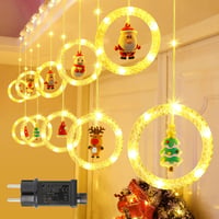 GlobaLink Karácsonyi Ablakdísz Fényfüggöny 3m 100 LED - Időzítővel, 10 Figurával, 8 Világítási Móddal, IP65 Vízálló, Beltéri-Kültéri Meleg F 1