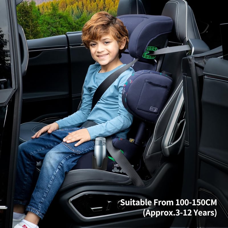 globalkids Gyerekülés 15-36 kg, Isofix Rendszerrel, i-Size R129 Ülésmagasító 3,5-12 Éves Korig (100-150 cm), Állítható Kartámasz és Fejtámla