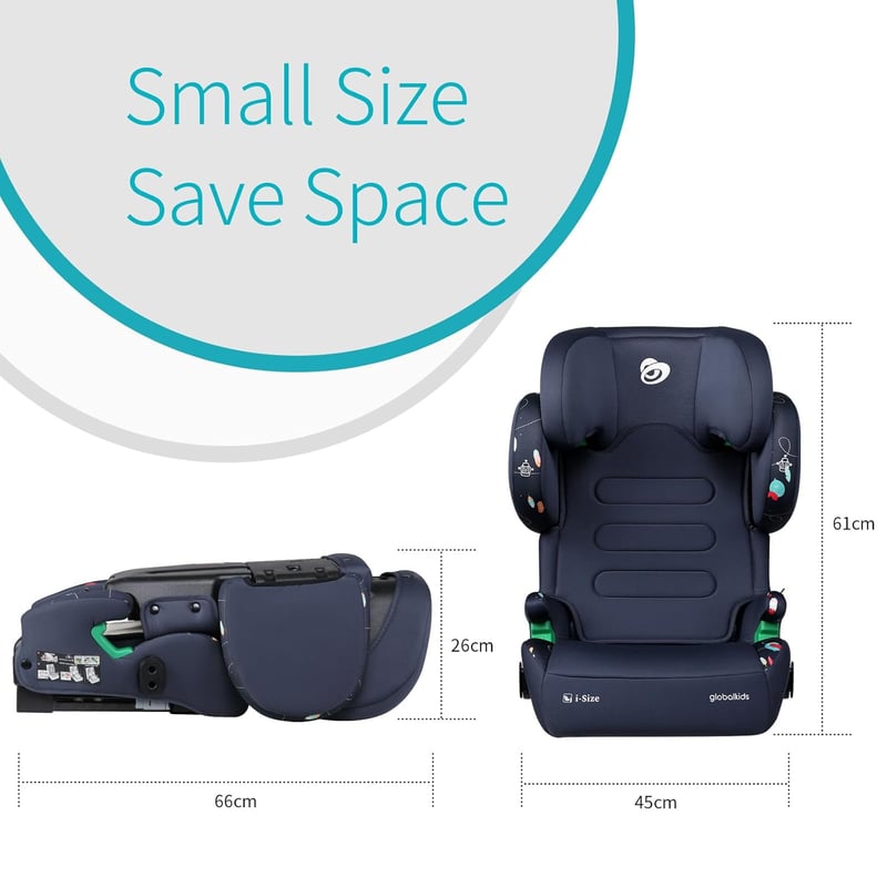 globalkids Gyerekülés 15-36 kg, Isofix Rendszerrel, i-Size R129 Ülésmagasító 3,5-12 Éves Korig (100-150 cm), Állítható Kartámasz és Fejtámla