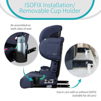 globalkids Gyerekülés 15-36 kg, Isofix Rendszerrel, i-Size R129 Ülésmagasító 3,5-12 Éves Korig (100-150 cm), Állítható Kartámasz és Fejtámla 5