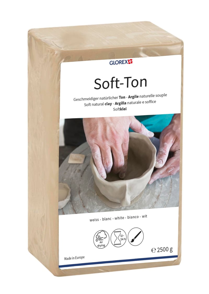 Glorex Soft Clay bijela glina za modeliranje, 2500 g, suši se na zraku ili pečenjem u pećnici, izrazito meke i glatke teksture