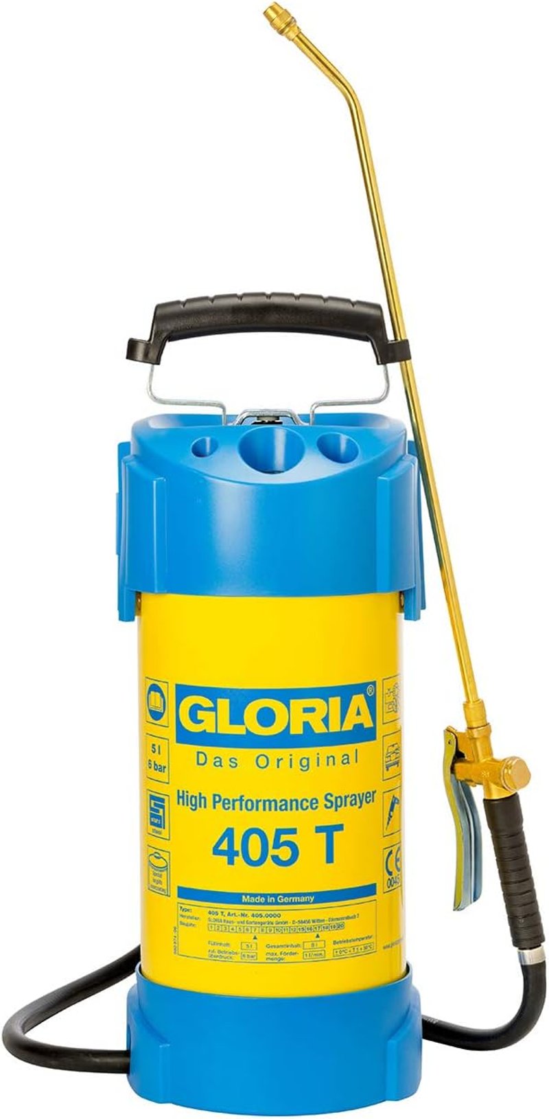 Gloria 405 T Profi Nyomásos Permetezőgép 5L Acél Nyomástartó Manométerrel - 5L steel garden