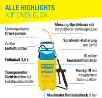 Gloria Pressure Sprayer 3L Kerti Permetezőgép Sárgaréz Fúvókával - 3L sprayer 3