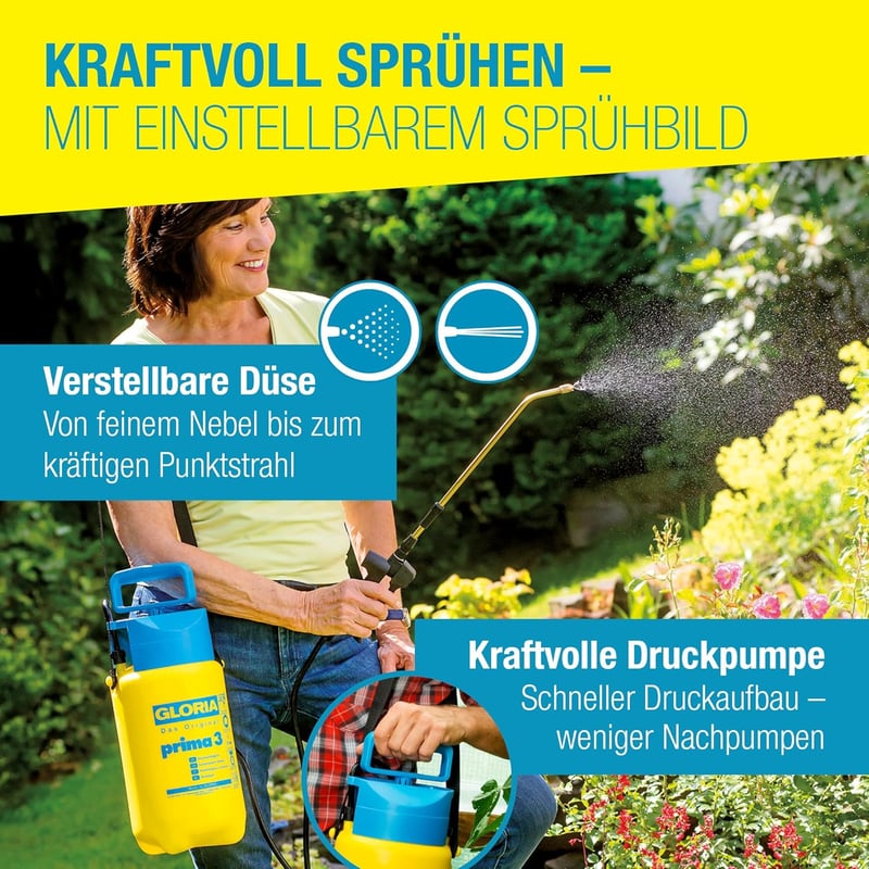 Gloria Pressure Sprayer 3L Kerti Permetezőgép Sárgaréz Fúvókával - 3L sprayer