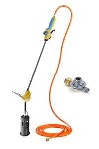 Plynový horák na ničenie buriny a plameňomet Gloria Thermoflamm Professional E+ Turbo Set na veľké plochy s turbo dýzou, nad 1200 °C, s regulátorom tlaku 1