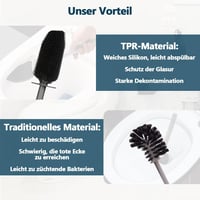 GLOWBAL szilikon WC kefe tartóval, gyors tisztításhoz, fekete 4
