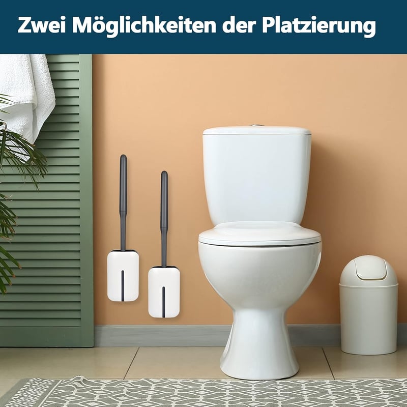 GLOWBAL szilikon WC kefe tartóval, gyors tisztításhoz, fekete