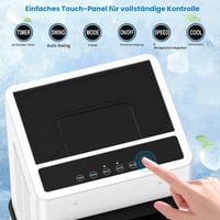 GLOWITE Prijenosni zračni hladnjak 12L, evaporativni hladnjak s daljinskim upravljačem, 6 brzina, 2 načina rada, 24-satni timer, 45W, s kotačićima, za dom, ured, spavaću sobu 8