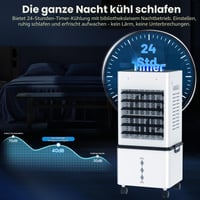 GLOWITE Prijenosni zračni hladnjak 12L, evaporativni hladnjak s daljinskim upravljačem, 6 brzina, 2 načina rada, 24-satni timer, 45W, s kotačićima, za dom, ured, spavaću sobu 4