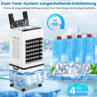 GLOWITE Prijenosni zračni hladnjak 12L, evaporativni hladnjak s daljinskim upravljačem, 6 brzina, 2 načina rada, 24-satni timer, 45W, s kotačićima, za dom, ured, spavaću sobu 6