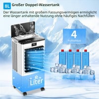 GLOWITE Prijenosni klima uređaj 60W, 3 načina rada i 3 brzine, 12-satni timer, 4 uloška za led, oscilacija, s ekranom, isparivački hladnjak zraka H 7