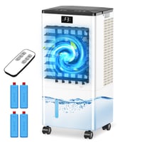 GLOWITE Prijenosni klima uređaj 60W, 3 načina rada i 3 brzine, 12-satni timer, 4 uloška za led, oscilacija, s ekranom, isparivački hladnjak zraka H 1