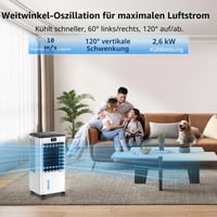 GLOWITE Prijenosni klima uređaj 60W, 3 načina rada i 3 brzine, 12-satni timer, 4 uloška za led, oscilacija, s ekranom, isparivački hladnjak zraka H 5