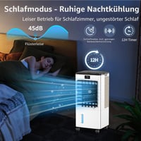 GLOWITE Prijenosni klima uređaj 60W, 3 načina rada i 3 brzine, 12-satni timer, 4 uloška za led, oscilacija, s ekranom, isparivački hladnjak zraka H 4
