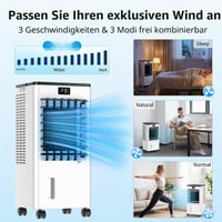 GLOWITE Prijenosni klima uređaj 60W, 3 načina rada i 3 brzine, 12-satni timer, 4 uloška za led, oscilacija, s ekranom, isparivački hladnjak zraka H 3