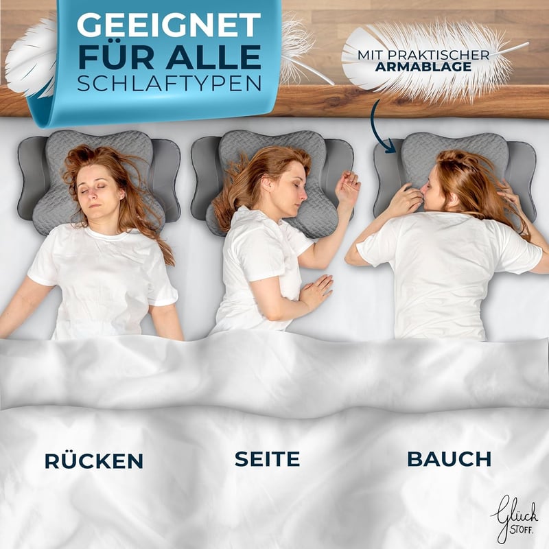 Glückstoff Ergonomikus Memóriahabos Nyakpárna Minden Alvási Pozícióhoz Szürke
