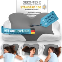 Glückstoff Ortopédikus Memóriahabos Nyakpárna Ergonomikus Nyakstabilizáló Szürke - Kissen [Version:Allrounder], Gray 1